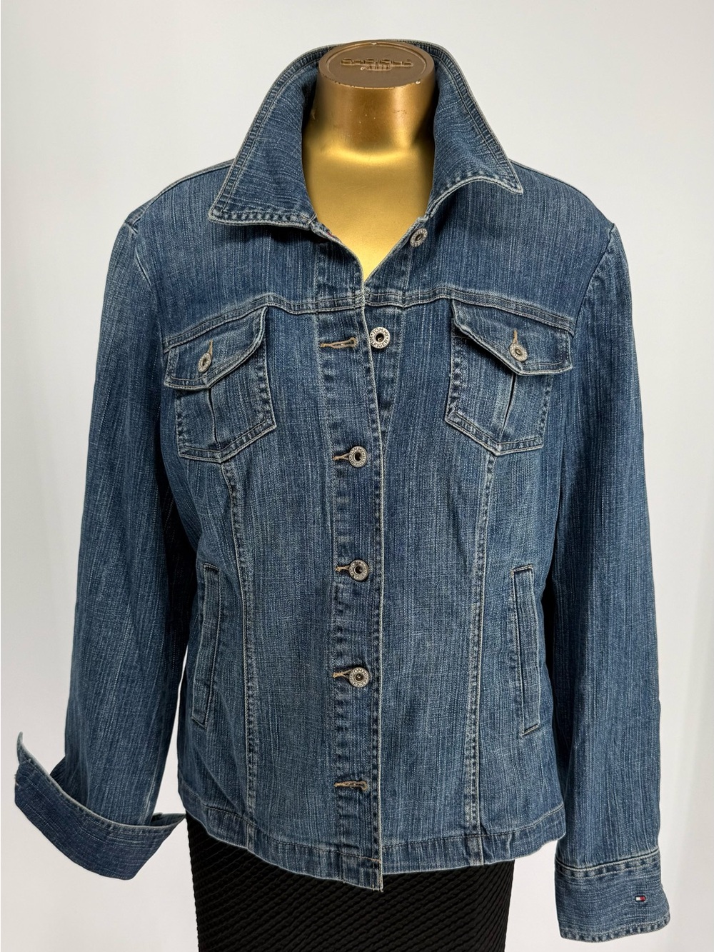 Tommy Hilfiger Classic Blue Denim Jacket - Women's Medium Wash Stretch Size XL